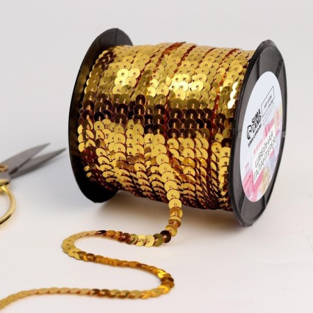 Sequins on threads, 6 mm, 91 ± 1 m, the color of the gold No. 242-1