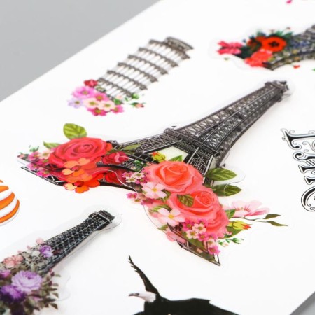 Plastic sticker "Eiffel Tower" Silver lines mix 42.5x12.5 cm-2