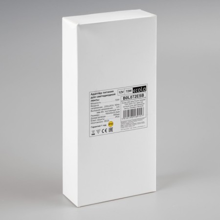 ECOLA power supply for 12 V LED tape, 72 W, IP20-3