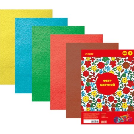 Fetr Color Soft A4 DEVENTE. "Bright colors" 5 colors, 5 sheets, thickness 1 mm