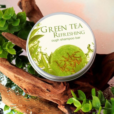 Organic hard shampoo, with "tea tree" essential oil