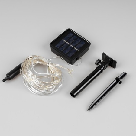 Girlynda "Horse tail" 10 threads 1 m, silver thread, 100 LED, white glow, 2 modes, solar battery-10