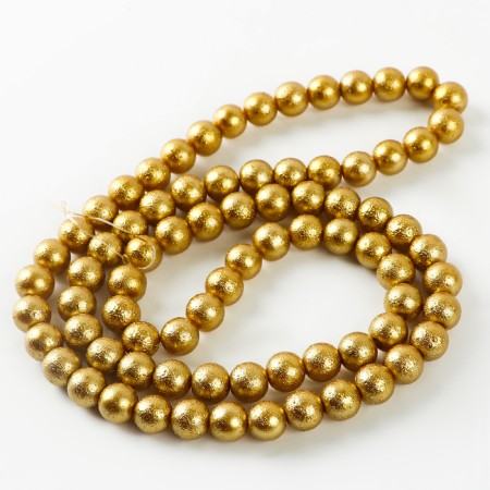 Glass beads, set 78 pcs., Size 1 pc. - 10 mm, color yellow gold-2