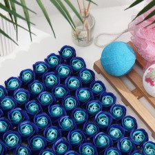 Soap roses white-blue, set 81 pcs