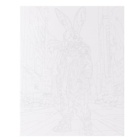 Picture on numbers on canvas with a subframe "Rabbit in the city", 40 x 50 cm-1