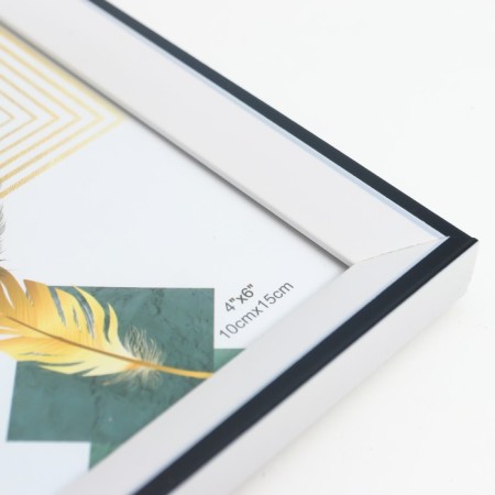Photo frame plastic 10x15 cm "Classic" White with black stroke 17x12 cm-3