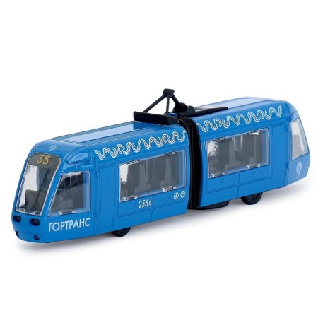Metal tram with an accordion 19 cm, light and sound effects, inertial-3