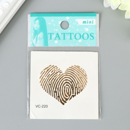 Tattoo on the body gold "Heart-imprint" 5x6 cm-1