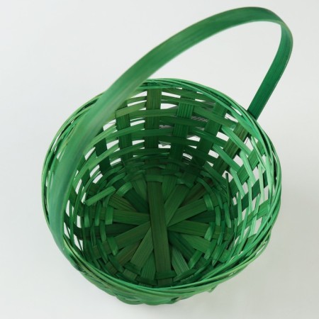 Wicker basket, D19 x 9.5 x 32 cm, green, bamboo-3