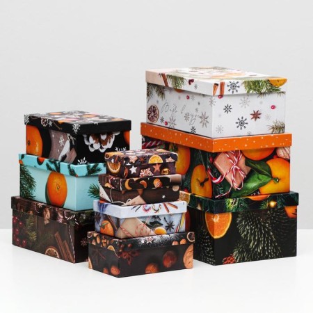 A set of boxes 10 in 1 "Mandarins", 30.5 x 19 x 13 - 12 x 6.5 x 4 cm-1