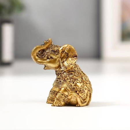 Souvenir Polystone "Golden Elephants, Drawings on the Propon" Set 6 pcs 4.7x5x33 cm-3