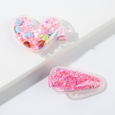 Hair clips "Fold your heart", 2 pcs. (shaker)-1