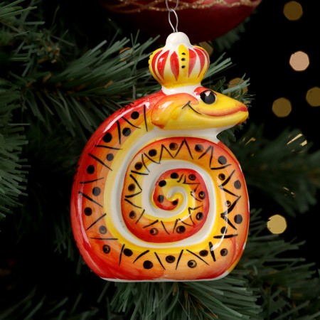 Christmas porcelain toy "snake", fastening loop, 9 cm-1