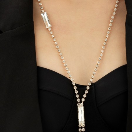 The necklace "thread" rectangles, the color is white in gold, 70 cm-3