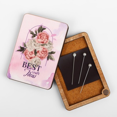 Magnetic needle "Peonies", 8 × 5.5 cm, pink color-3
