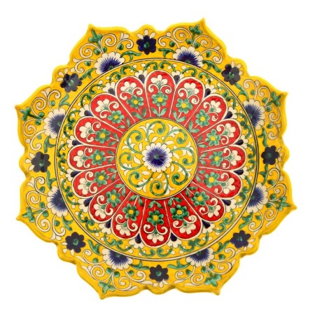 Largan Rishtan ceramics "Flowers", 31 cm, yellow mix, corrugated-21