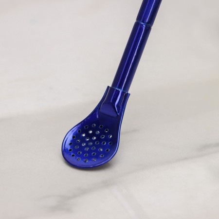 Spoon-bomber made of stainless steel for MATE, length 17.5 cm, blue color-1