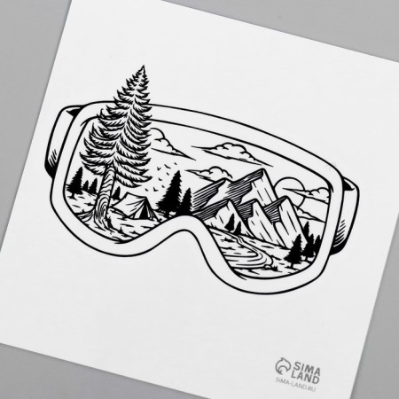 Tattoo on the body Black "Reflection with glasses" 6x6 cm-5