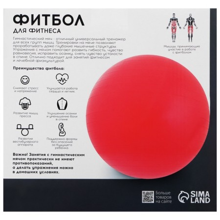 Fitball ONLYTOP, D = 85 cm, 1400 g, anti -wings, purple color-12