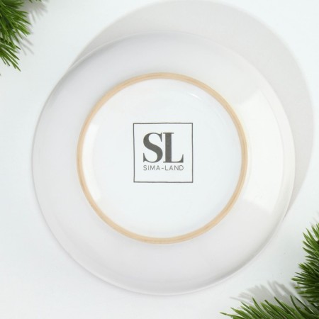 Deep plate ceramic "New Year's fairy tale", 14.5 cm, white color-2