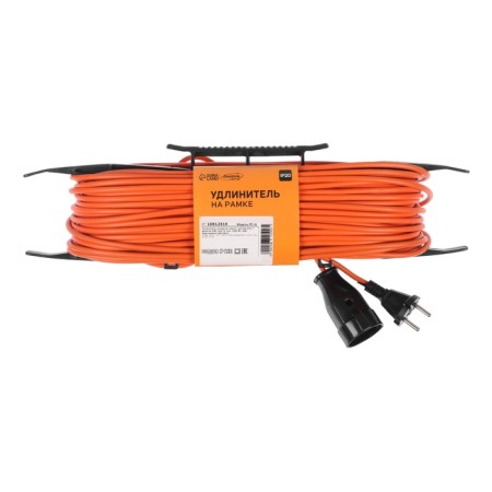 Extension cord on the frame Luazon Lighting Eco, 1 socket, PVS 2x0.75, 6 A, 1300 W, 50m, orange-4