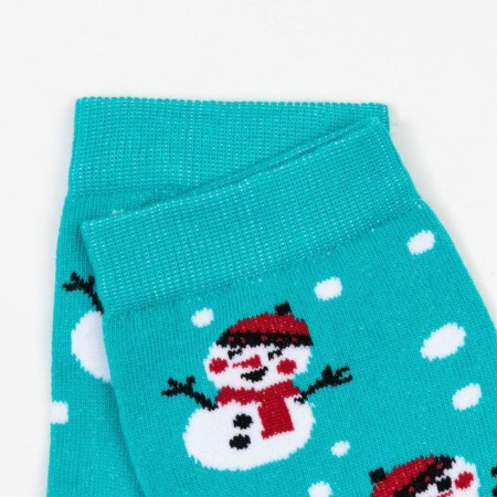 Men's socks "Snowmen" is turquoise color, size 27-1