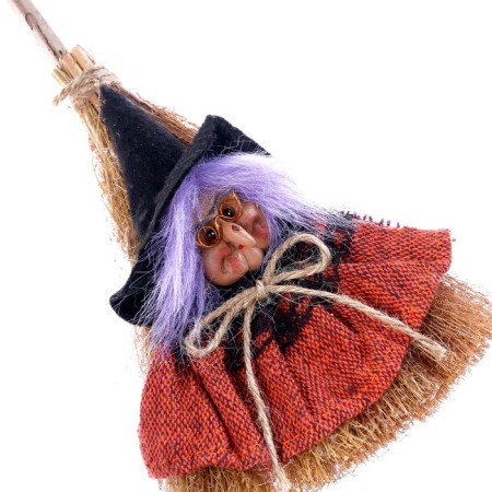 Baba Yaga on the suspension on a broomstick, Mix colors-2