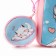 Baby plush backpack with a wallet "Girl with a cat", 24*24 cm, pink color
