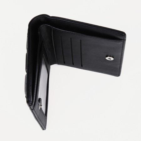 Women's wallet on the button, black color-3