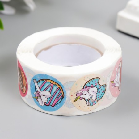 Stick Paper "Unicorn and Donuts" D = 2.5 cm 500 pcs in a roll 3x6.5x6.5 cm-2