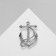 Brooch "Anchor" with beads, white color in silver