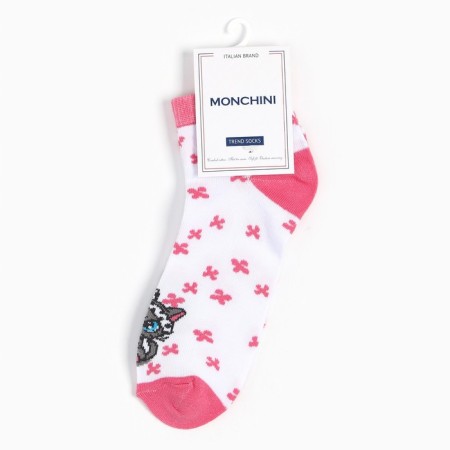 Women's socks, white color/cat, size 35-37-5