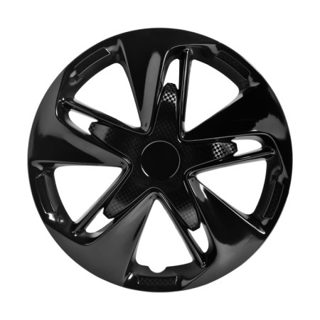 Wheel caps 14 "Super Astra", Black Gloss, Carbon, Compl. 2pcs. (AWCC-14-27-1