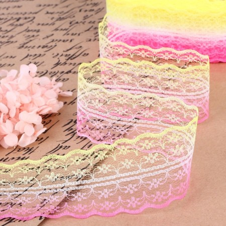 Capricon lace "Gradient", 45 mm × 10 ± 1 m, pink/yellow # 5-2