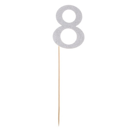Topper in the cake "Number 8", the color silver