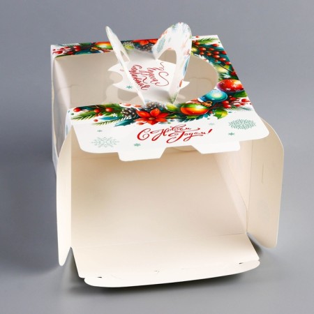 New Year. Box under the bento-port with the window "Make desire", 16 x 16 x 12.5 cm-4