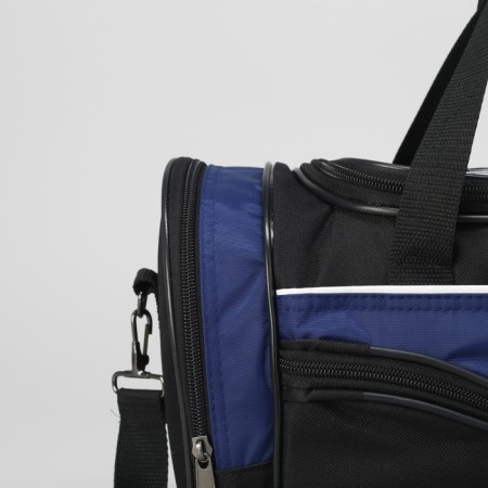Sports bag with lightning, 3 outer pockets, long belt, black/blue color-3