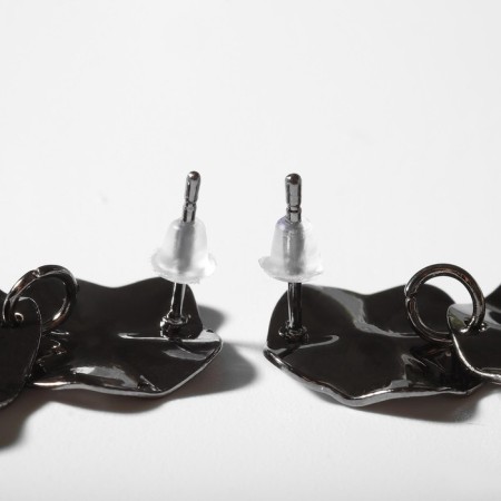 Earrings Metal "Atmosphere" drop, color gray-1