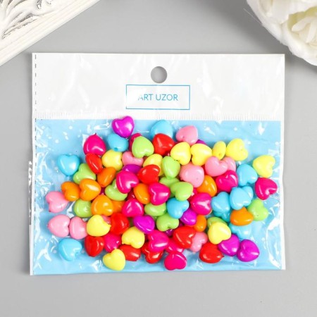 Beads for creativity plastic "Heart -to -beeous" Color set 100 pcs 1x1.1 cm-7