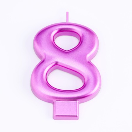 Candle for the Cake "European Giant", number 8, 7 cm, purple metallic-2
