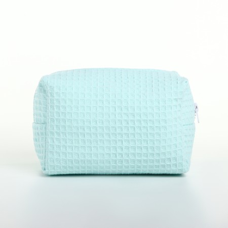 Cosmetic bag at the zipper textura, turquoise color-4