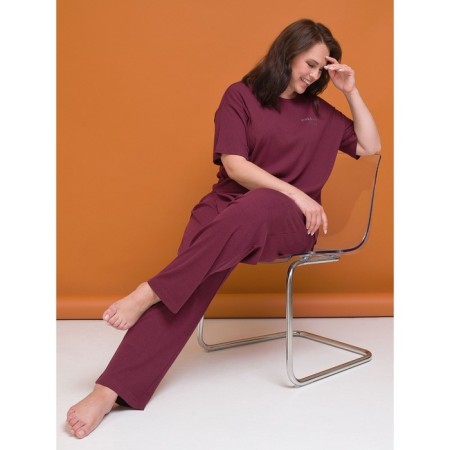 Female trousers, size 5xl, burgundy color-5