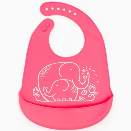 Bibslate for feeding silicone with pocket, pink color-7
