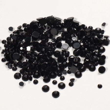 Rhinestones for decor, round, multi -size, black color-3