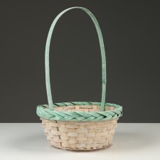 Wicker basket, d23 x 17 x 10/36 cm, green, bamboo