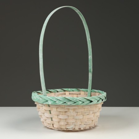 Wicker basket, d23 x 17 x 10/36 cm, green, bamboo