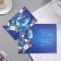 Birthday card!" Flowers, cake, blue tones, congregre, embossing, 12.5x19.4 cm