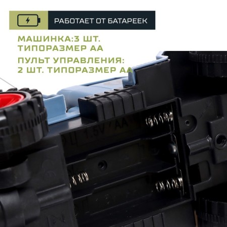 Radio -controlled "military" truck, works from batteries, blue color-3