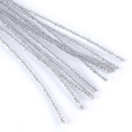 Wire with pile for crafts "Shine", set 50 pcs, size 1 pc: 30 × 0.6 cm, silver color-1
