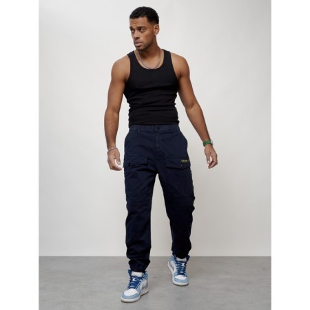 Cargo jeans men, size 44-46, dark blue color-1